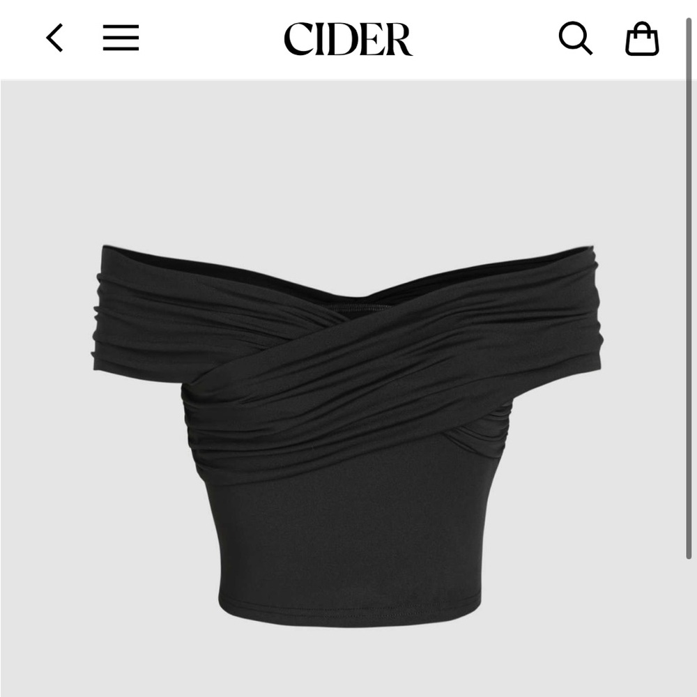 Cider Elegant Black Off-Shoulder Crop Top